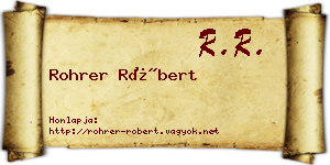 Rohrer Róbert névjegykártya
